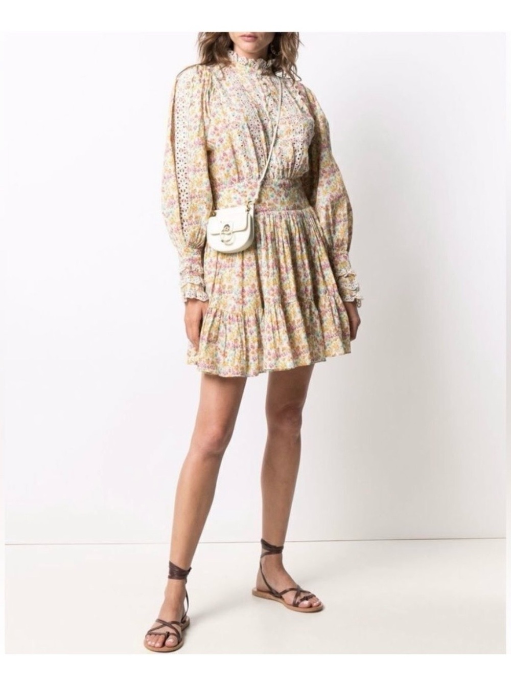 byTiMo Long Sleeve Floral Mini Slub Dress